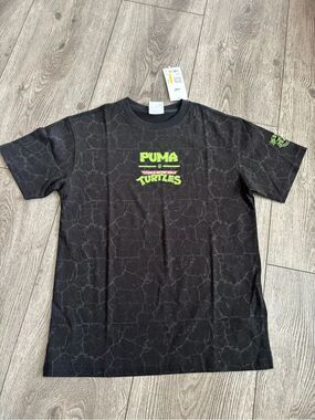PUMA x Teenage Mutant Ninja Turtles Black Graphic Tee - Neon Green Logo